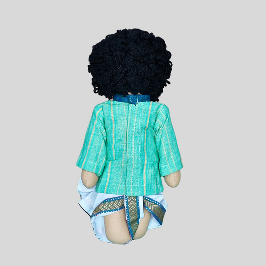 BINOY (Pleated Dhoti) - Traditional Bengali Handmade Fabric Doll