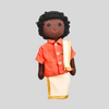 MUTHU (Veshti Sattai) - Traditional South Indian Handmade Fabric Doll