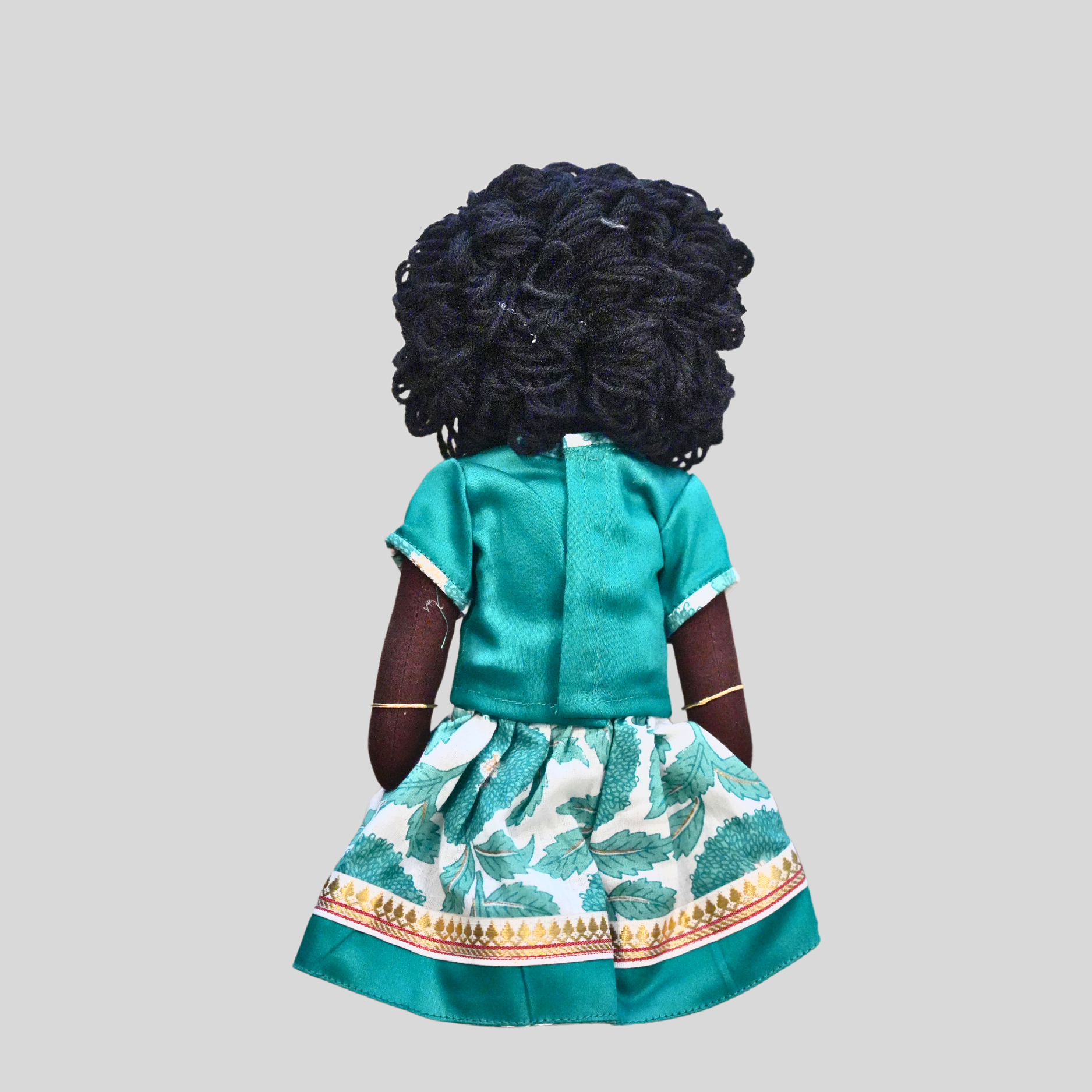 AMMU (Pavadai Sattai)- Curly Hair Handmade Fabric Doll