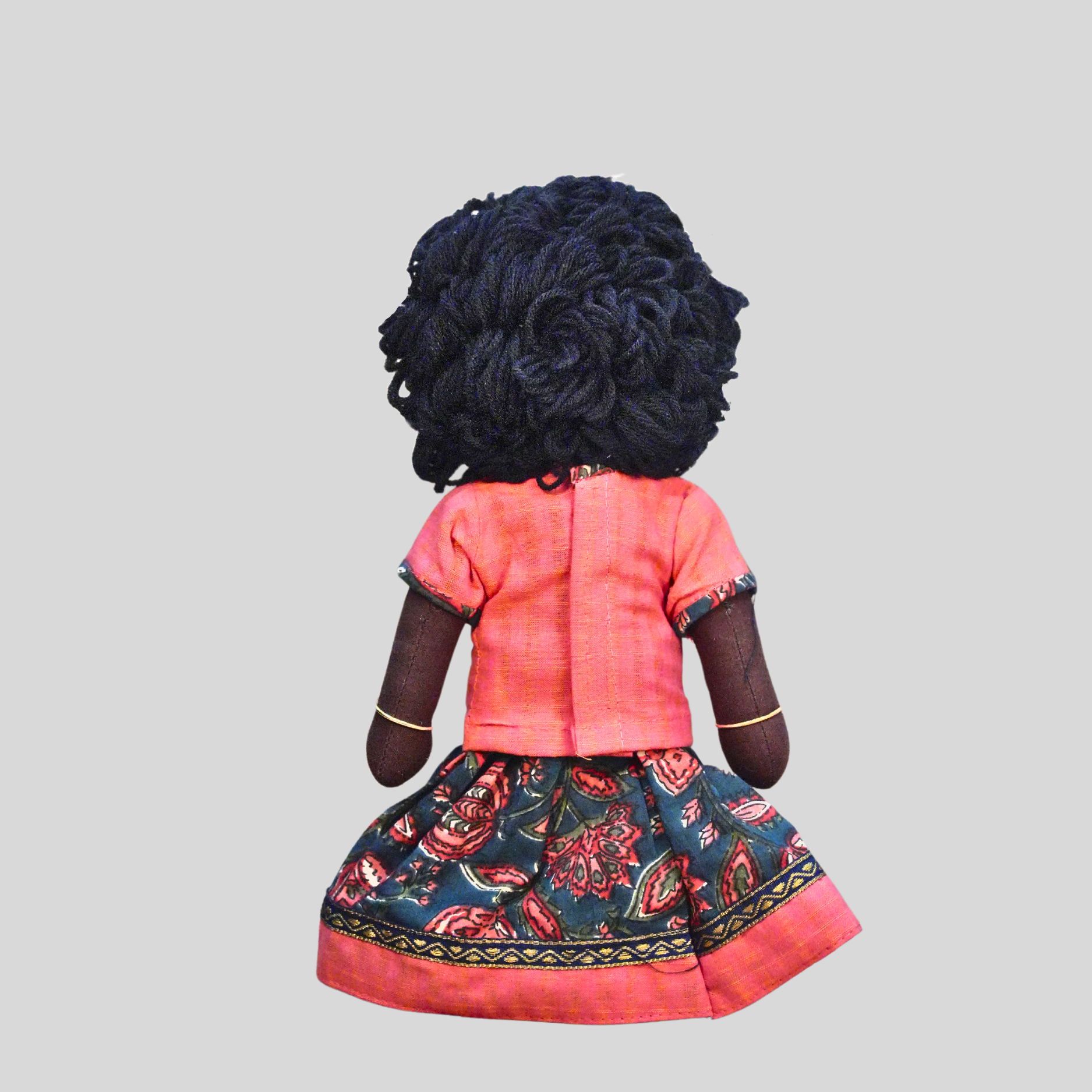 AMMU (Pavadai Sattai)- Curly Hair Handmade Fabric Doll