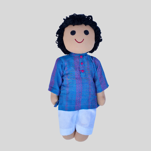 Angled Pleated Placket Kurta Set- Green/ Blue Kurtha with White/ Beige Chudidhar Pant