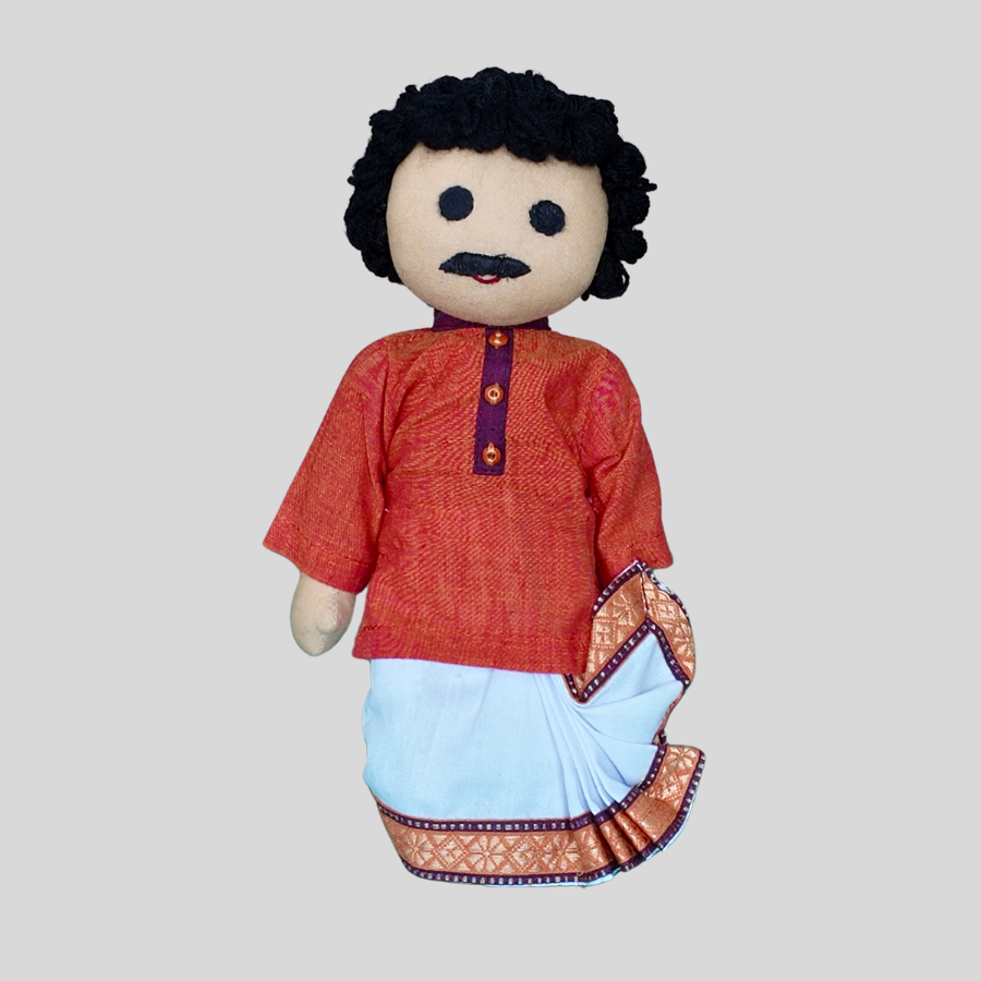 BINOY (Pleated Dhoti) - Traditional Bengali Handmade Fabric Doll