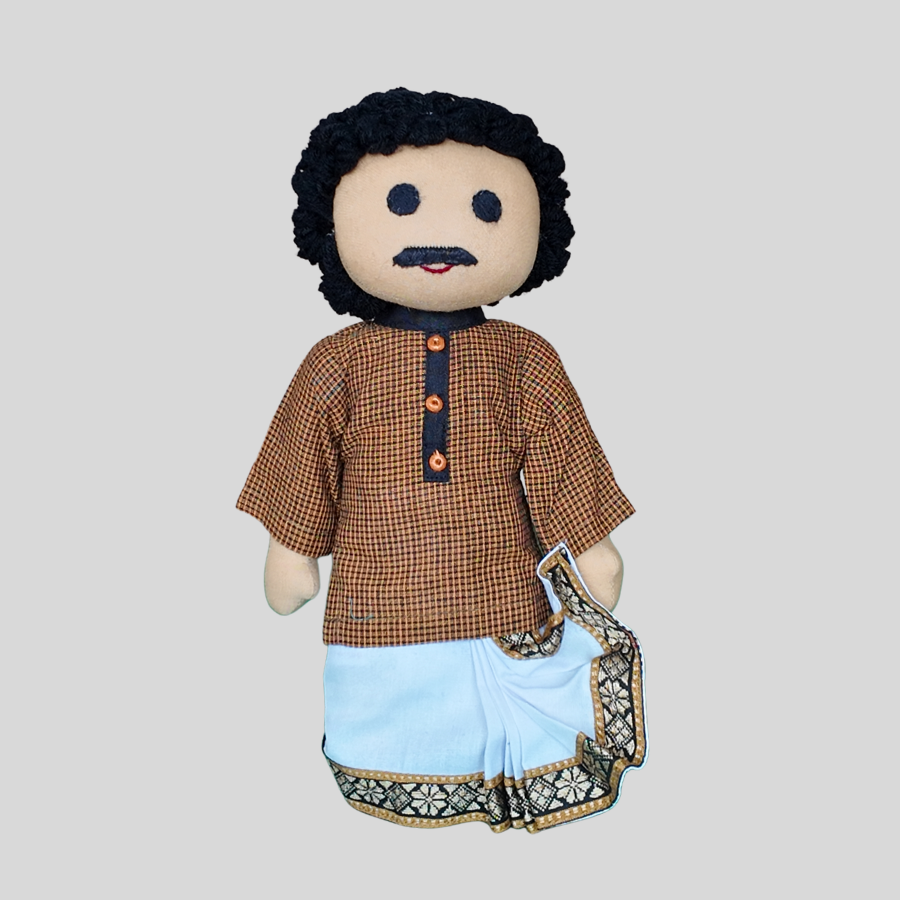 BINOY (Pleated Dhoti) - Traditional Bengali Handmade Fabric Doll