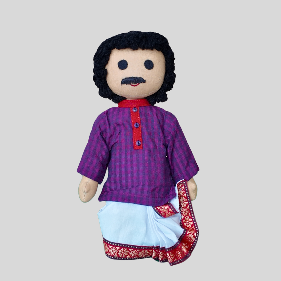 BINOY (Pleated Dhoti) - Traditional Bengali Handmade Fabric Doll