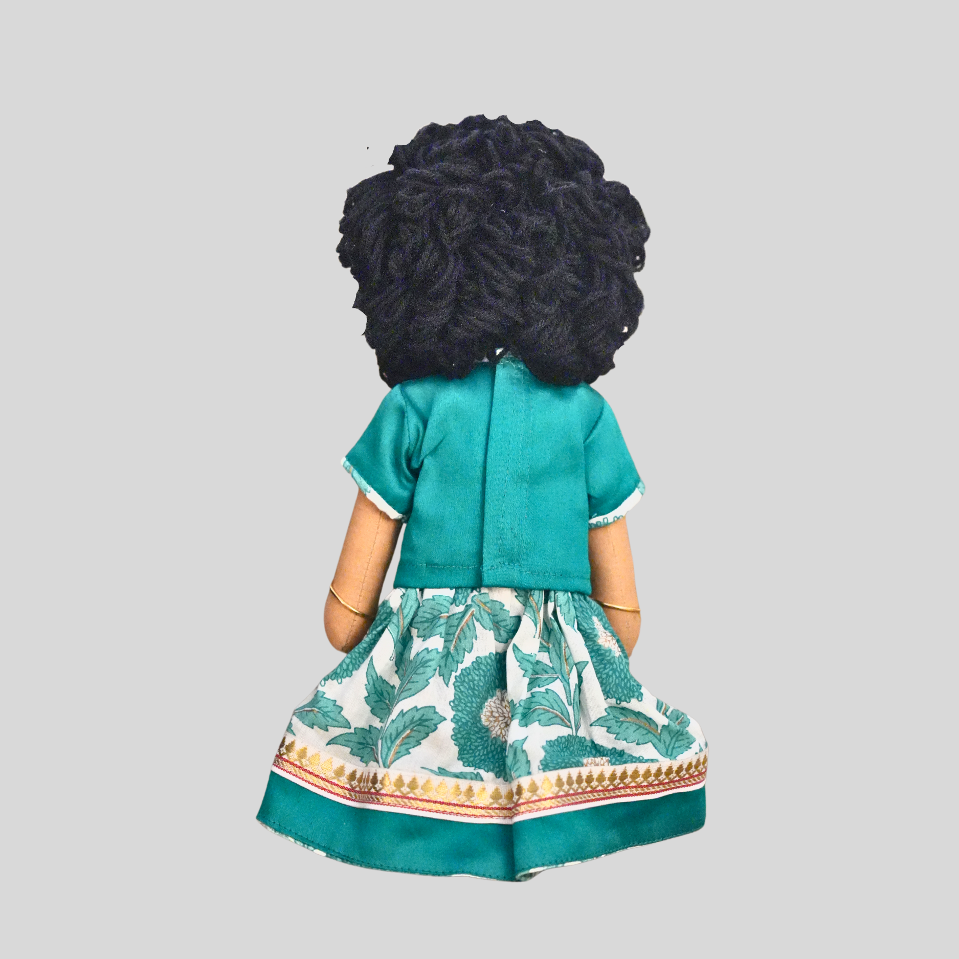 AMMU (Pavadai Sattai)- Curly Hair Handmade Fabric Doll