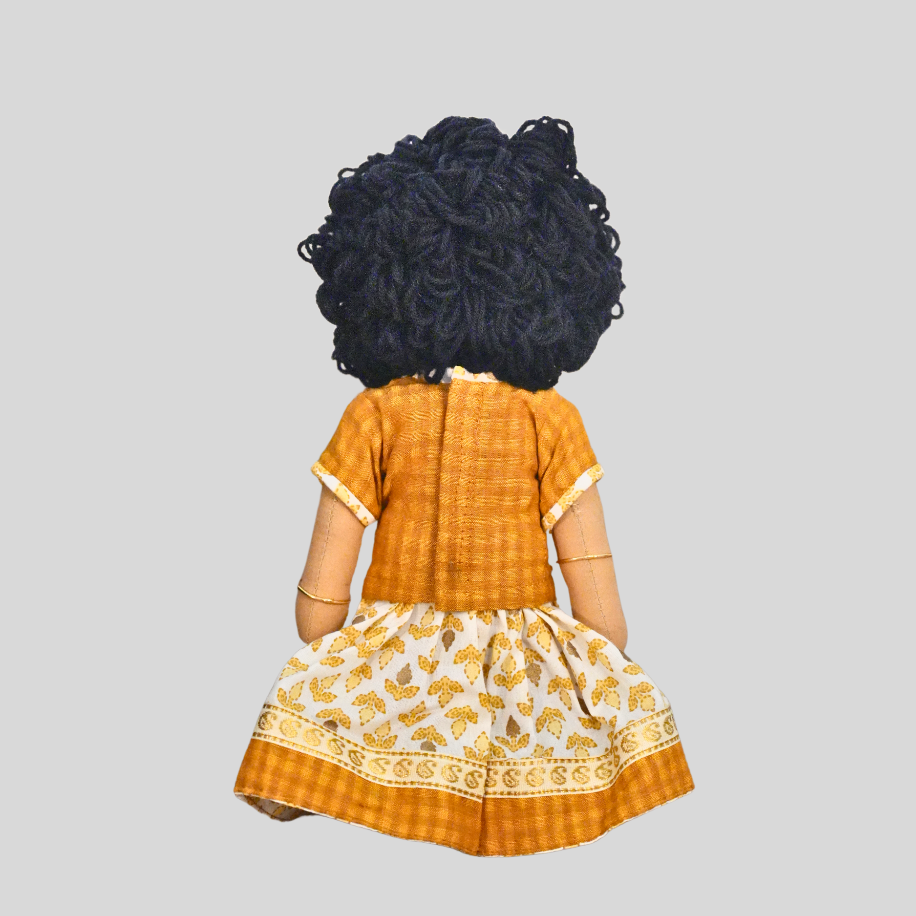 AMMU (Pavadai Sattai)- Curly Hair Handmade Fabric Doll