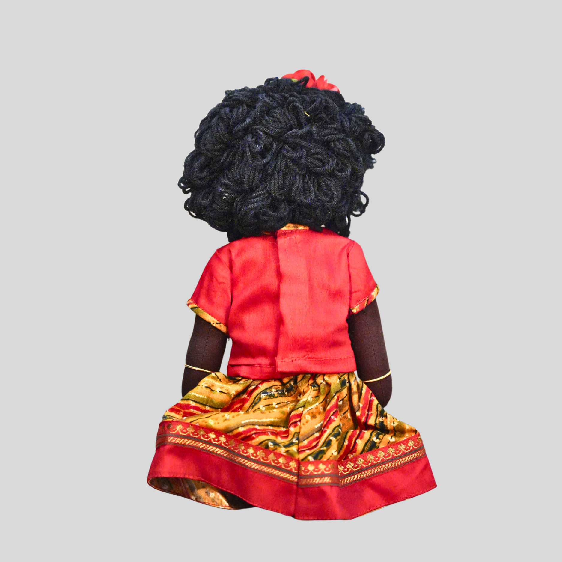 AMMU (Pavadai Sattai)- Curly Hair Handmade Fabric Doll