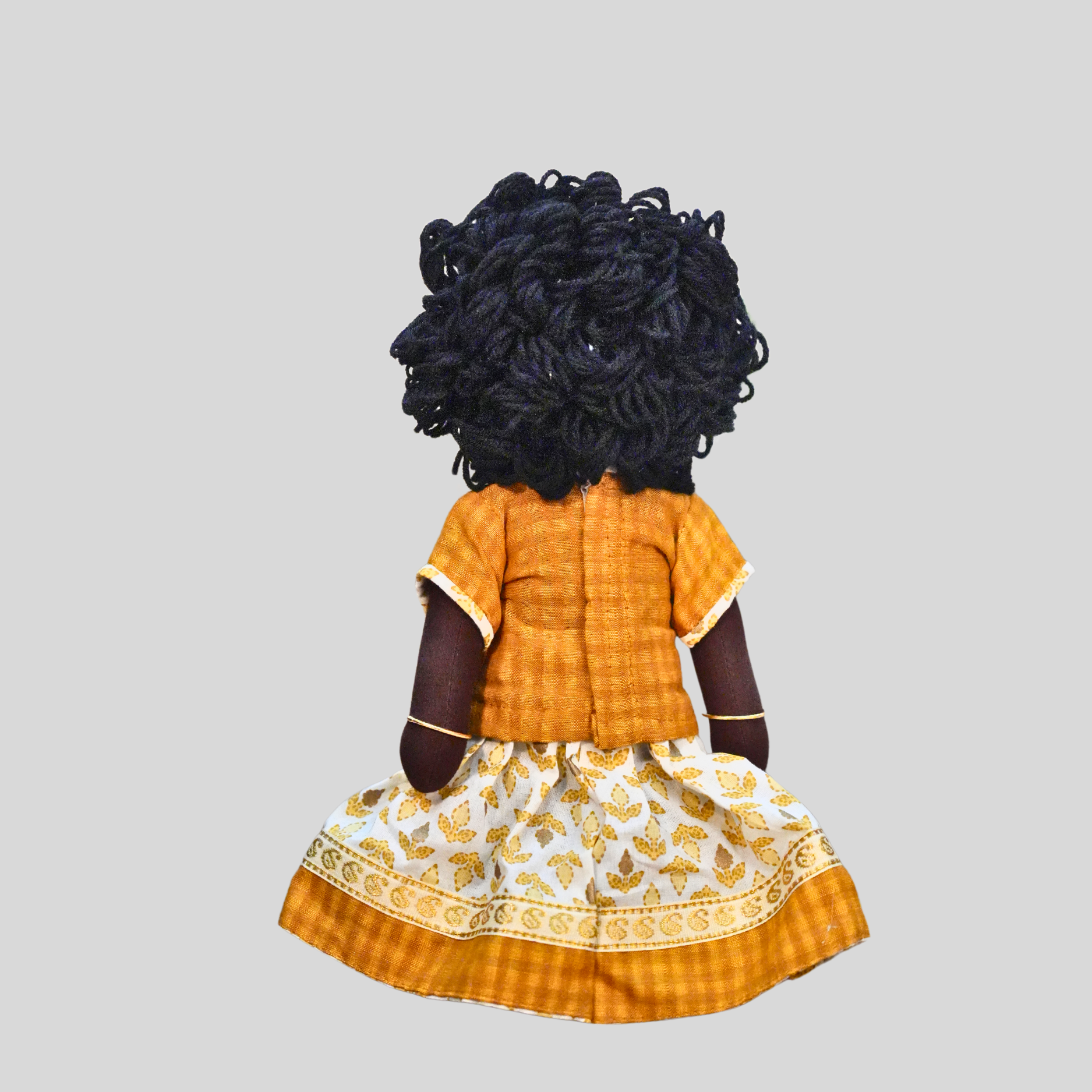 AMMU (Pavadai Sattai)- Curly Hair Handmade Fabric Doll