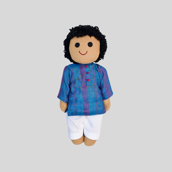 Angled Pleated Placket Kurta Set- Green/ Blue Kurtha with White/ Beige Chudidhar Pant