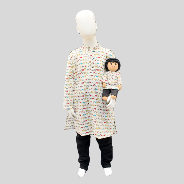 Animal printed Kurta Set – Elephant/ Camel Print Kurta with Black Chudidhar Pant