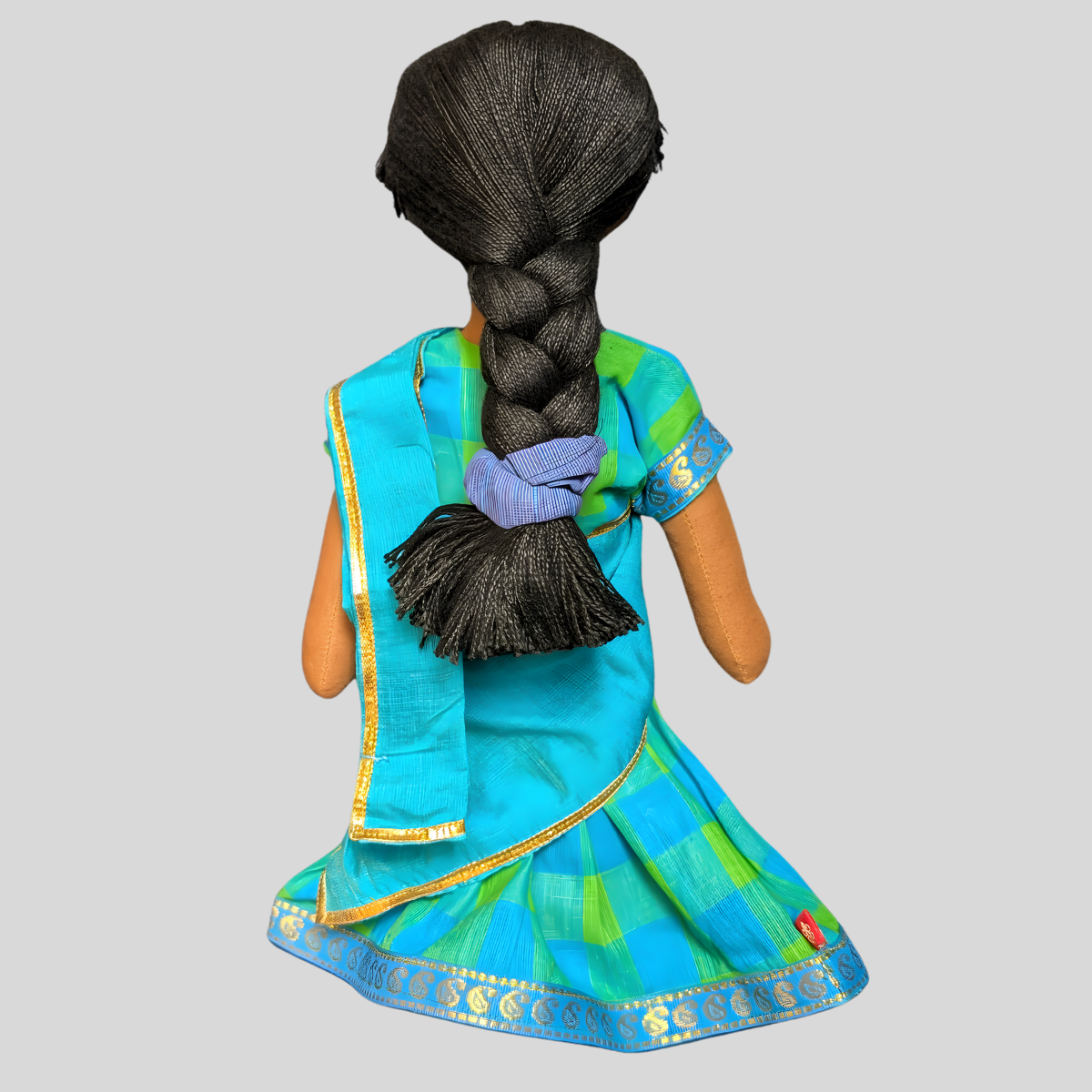 Meenu – (ready to wear Half-Saree) Long Hair Dress-Up Doll for Styling & Imaginative Play (Handmade Fabric Doll)