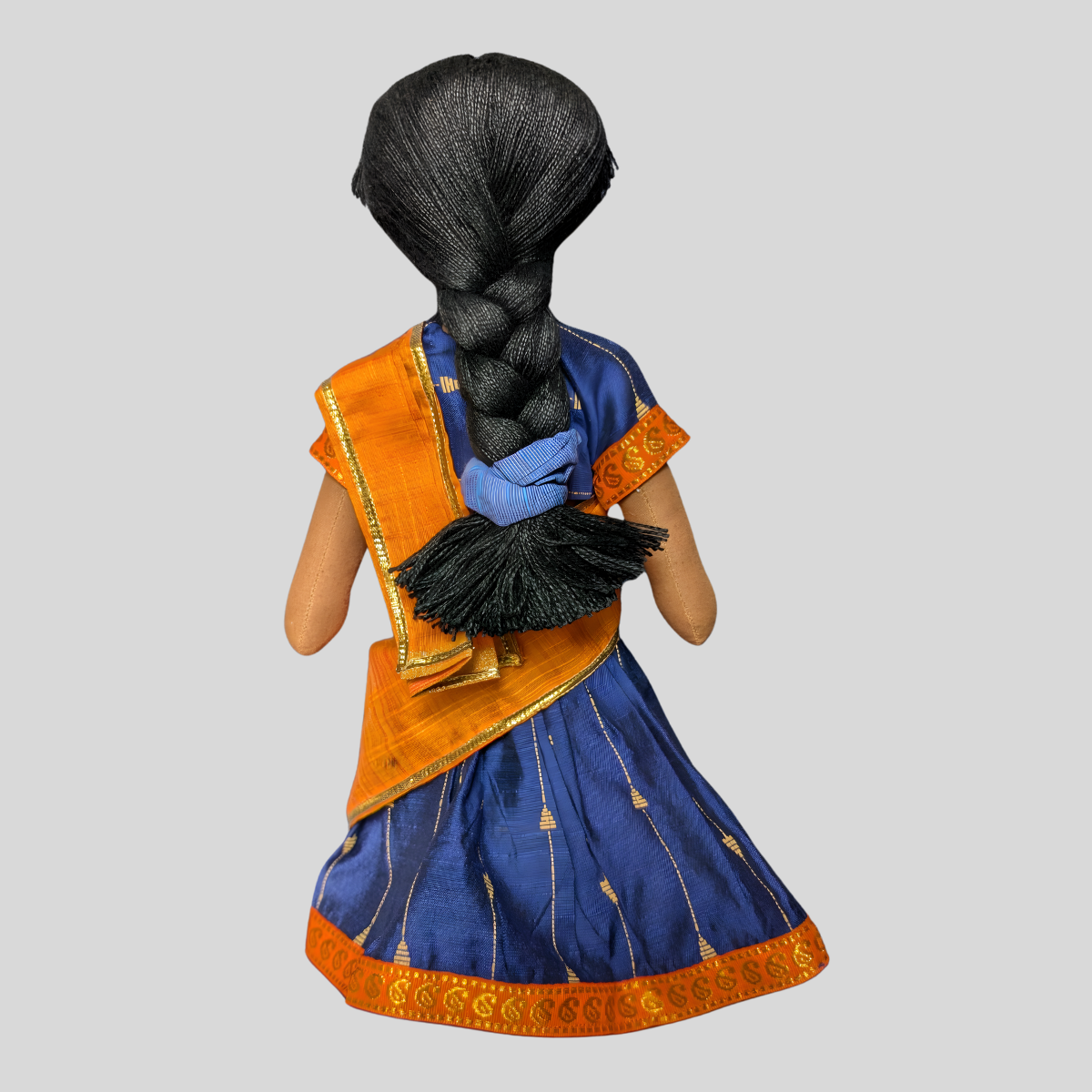 Meenu – (ready to wear Half-Saree) Long Hair Dress-Up Doll for Styling & Imaginative Play (Handmade Fabric Doll)