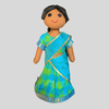 Meenu – (ready to wear Half-Saree) Long Hair Dress-Up Doll for Styling & Imaginative Play (Handmade Fabric Doll)
